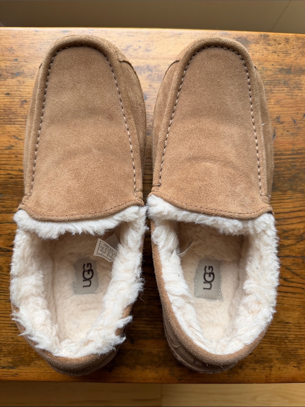 UGG Men's Chestnut Suede Slip-On Shearling Moccasins